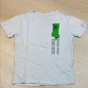 Minecraft Beige T-Shirt with Green Creeper Graphic